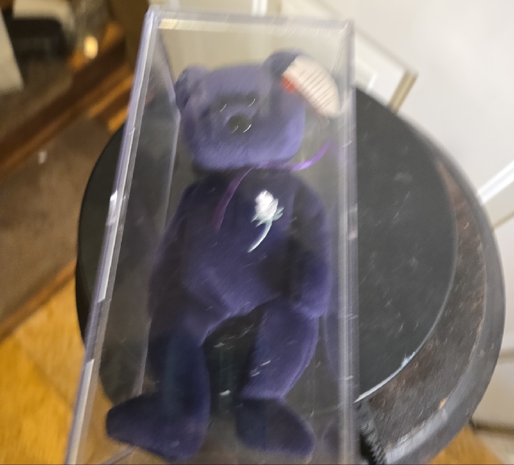 TY Princess Purple Plush Bear w/ Plastic Case Extremely Rare - Picture 12 of 12